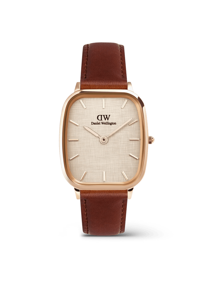 watch with brown leather strap