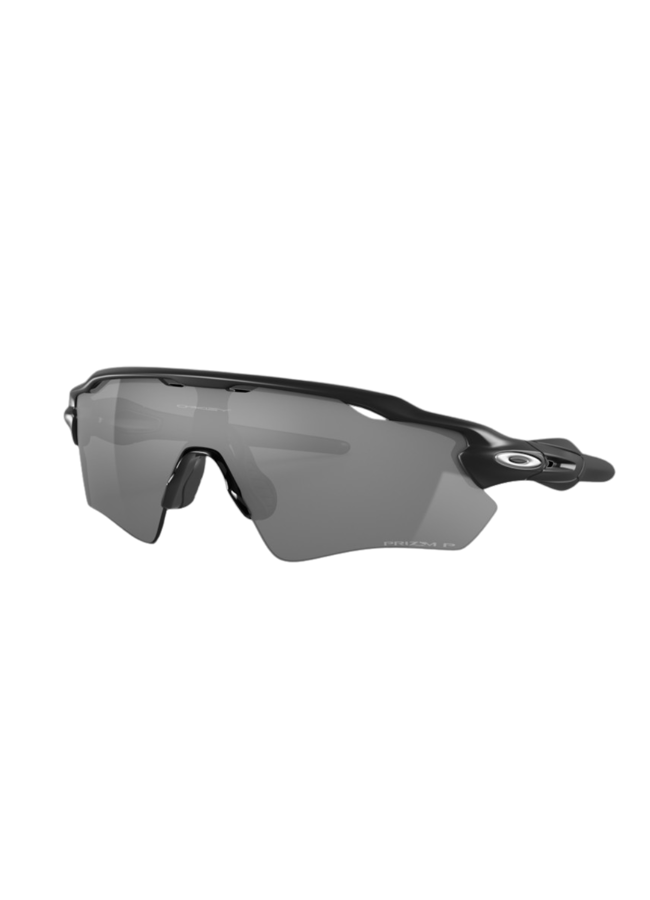 Sleek black sports sunglasses with a single wraparound grey lens and lightweight frame, designed for outdoor activities—perfect for channelling the effortless style of celebrity couples on holiday.