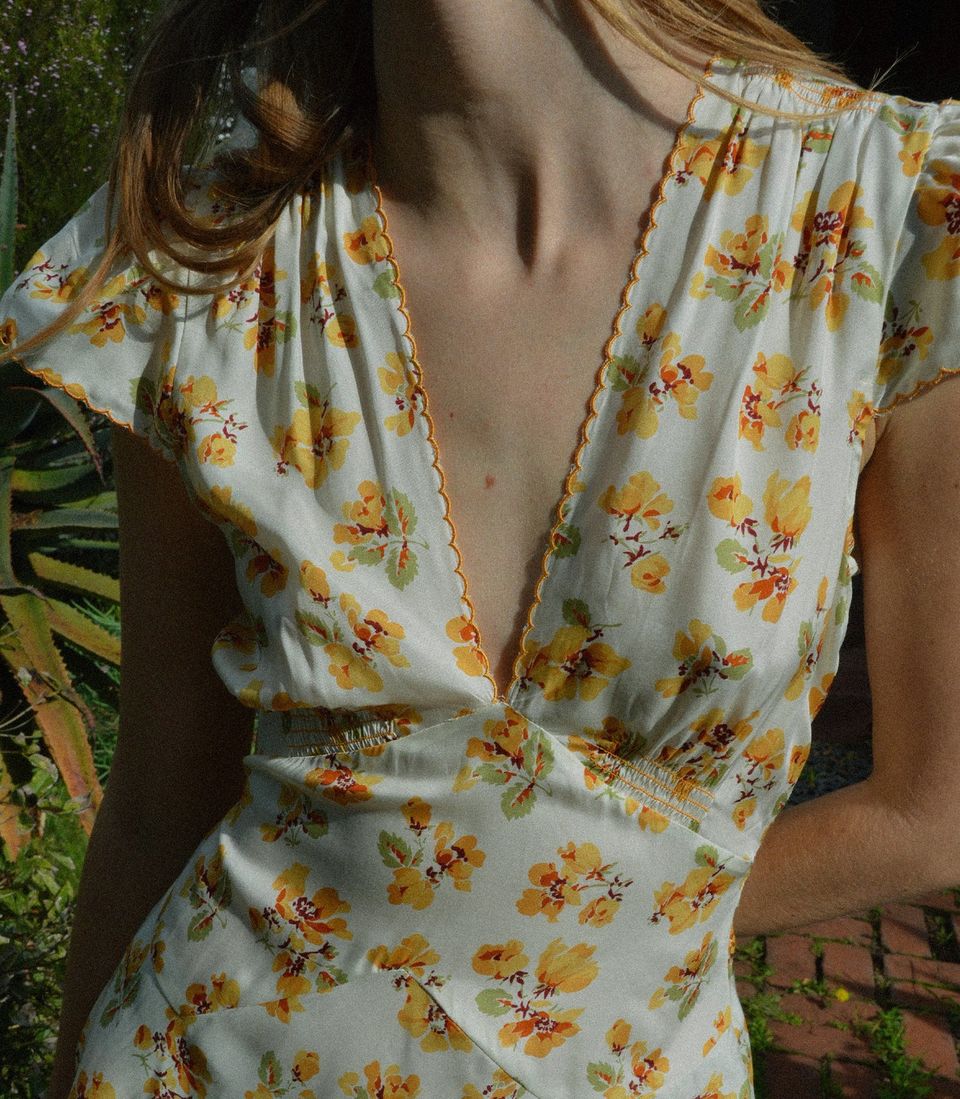 close up of floral print dress