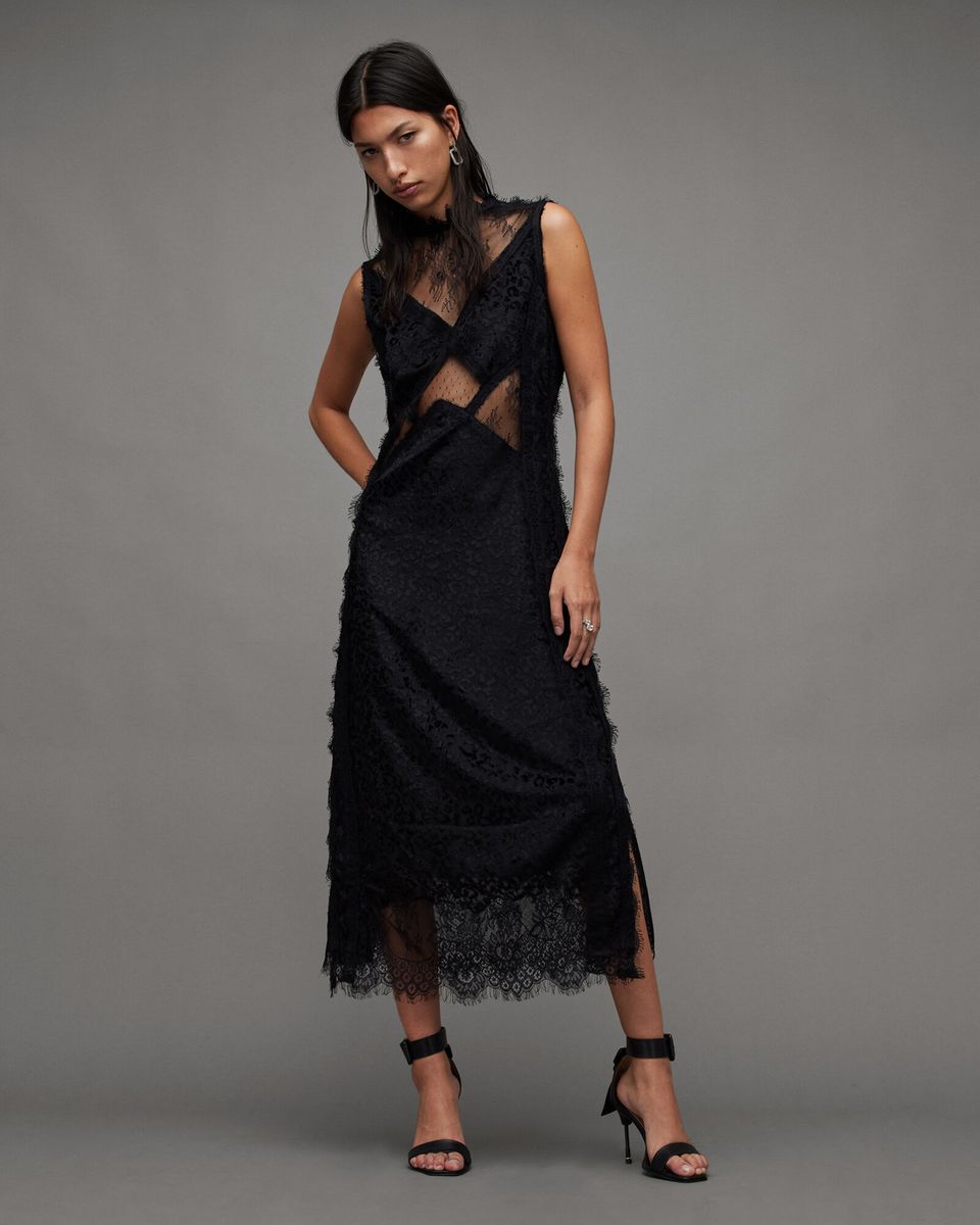 Mila Lace Panel Leopard Print Maxi Dress