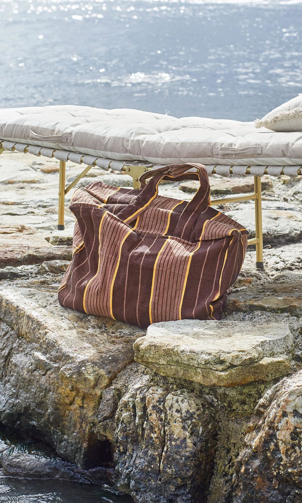 PLUMO Stripe Travel Bag Striped cotton bag made from recycled fabric