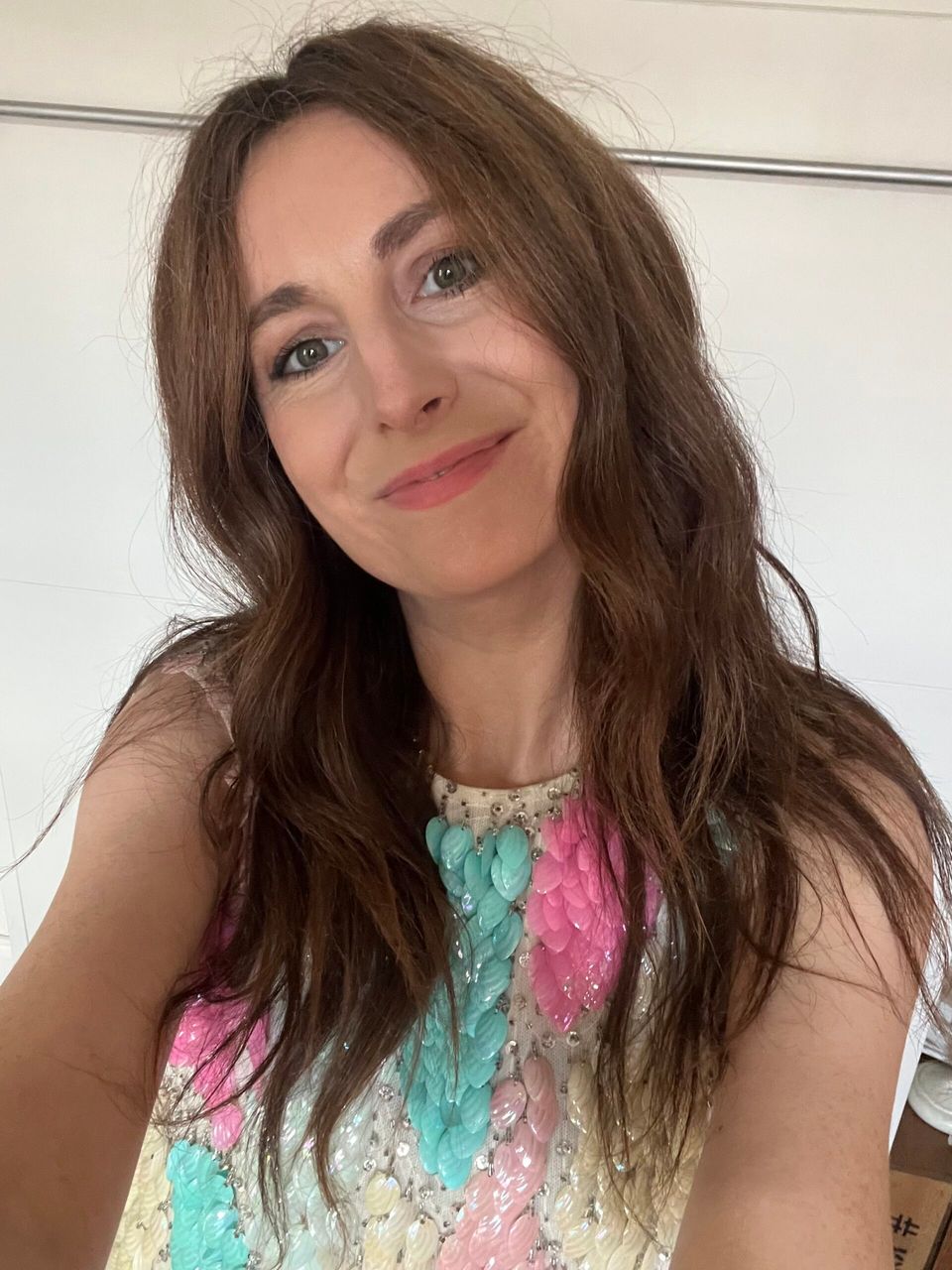 astrid carter wearing vintage sequin top